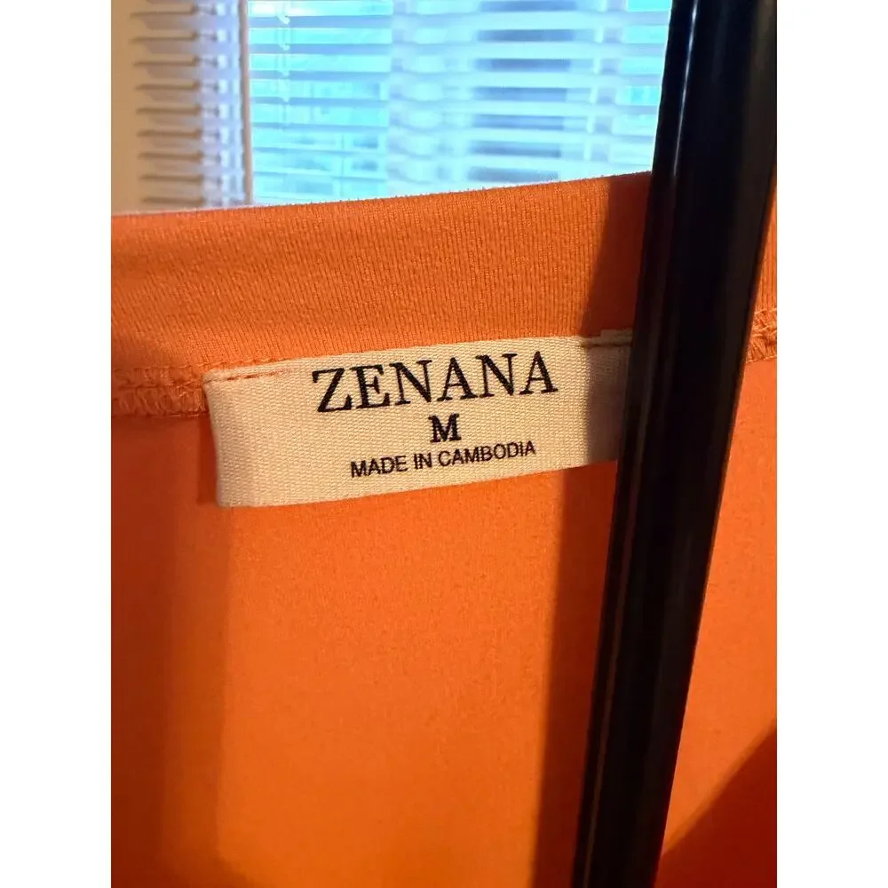 3 for $9 Zenana Peach T Shirt Dress M EUC Cuffed short sleeve - Picture 4 of 7